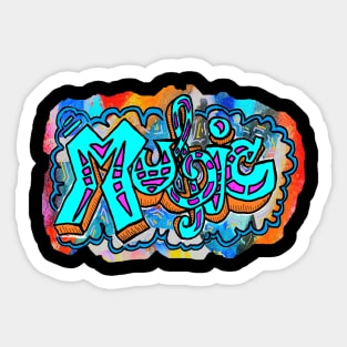 Music,blue,graffiti by LowEndGraphics Sticker